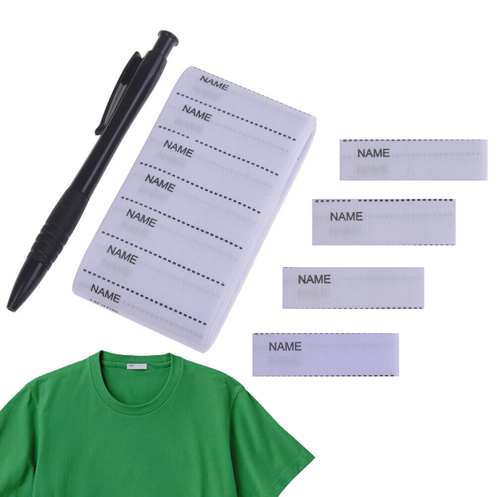 White washable iron on name labels garment fabric tags marker set for clothes BR