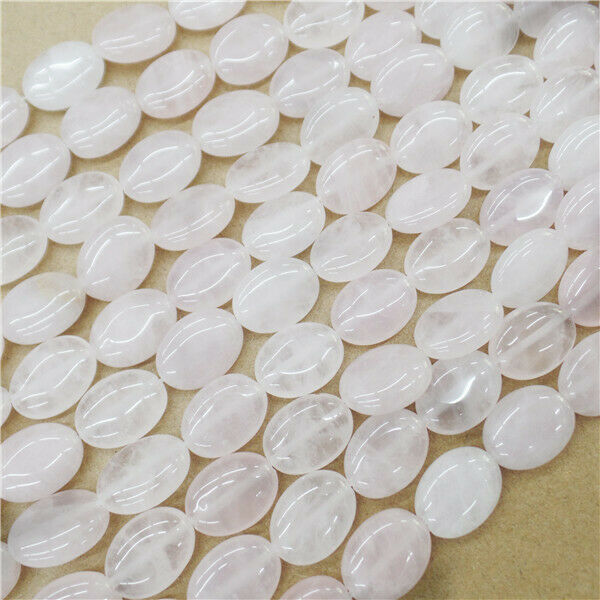 1 Strand 15x12x5mm Natural Rose Quartz Oval Spacer Loose Beads 15.5inch HH9088