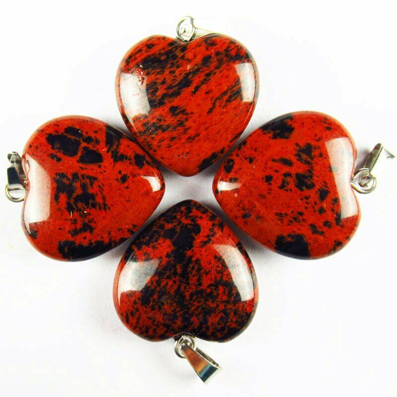 10pcs 20x20x6mm Natural Mahogany Obsidian Heart Pendant (send randomly) A-15SK