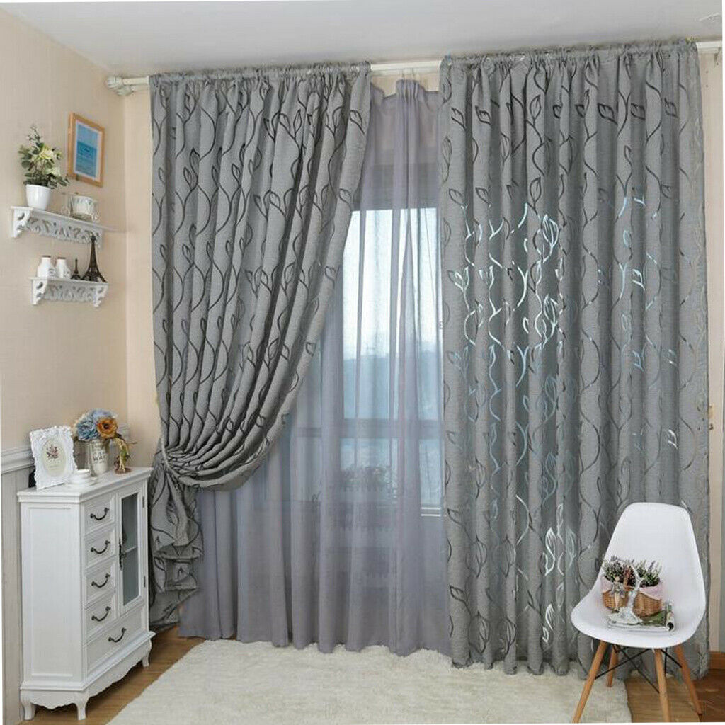 Hanging Sheer Curtain Flat Window Blinds Curtain Tulle Curtain New Gray