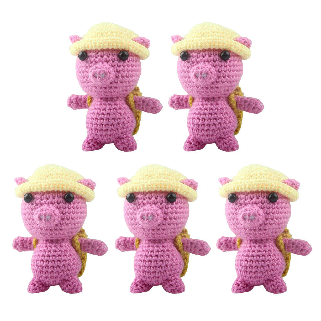 5 Sets Animal Pig Crochet Kit for Beginner Starter Learn to Knitting Crafts