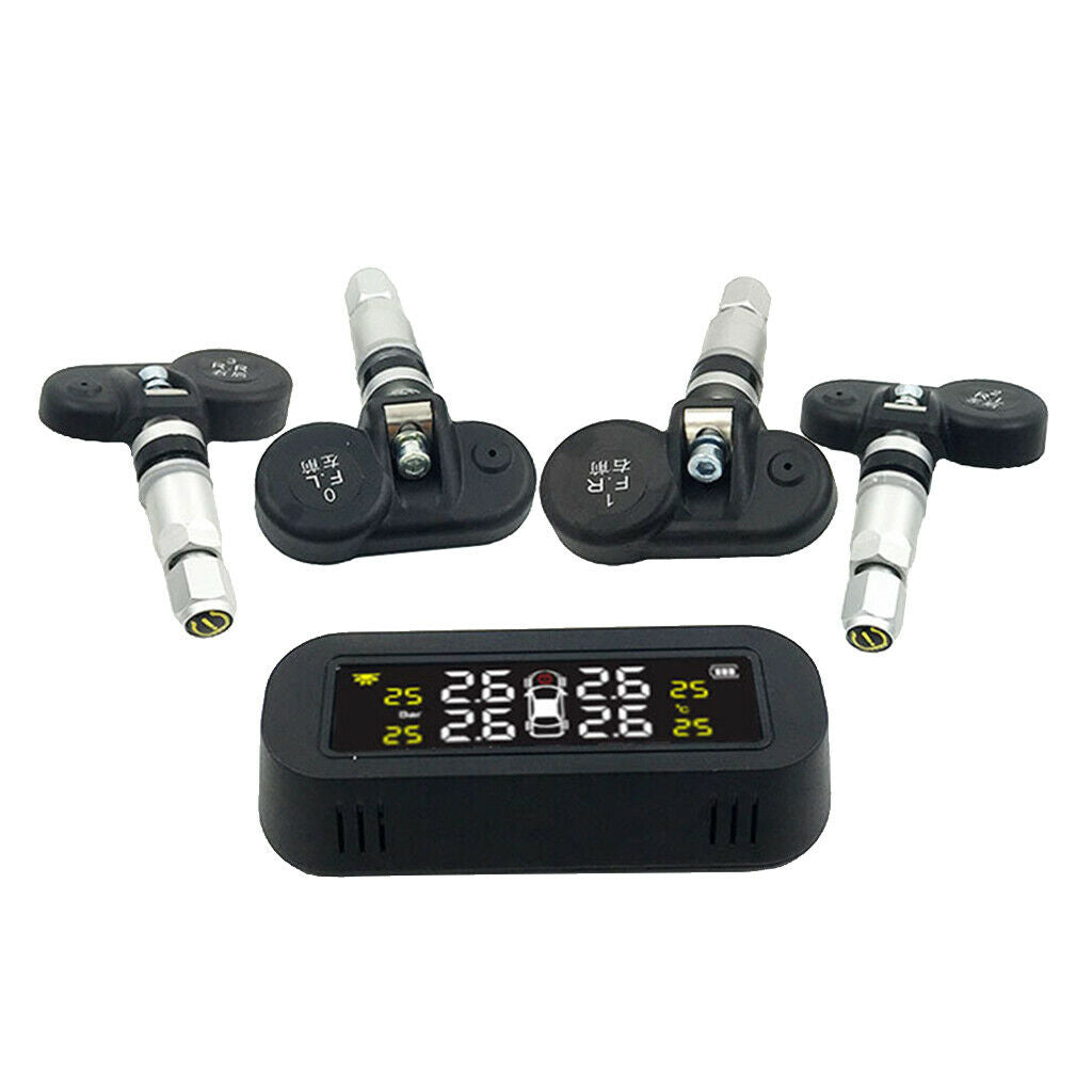 4 Solar Sensors Wireless TPMS Car Tire Tyre Pressure Monitoring System Detection