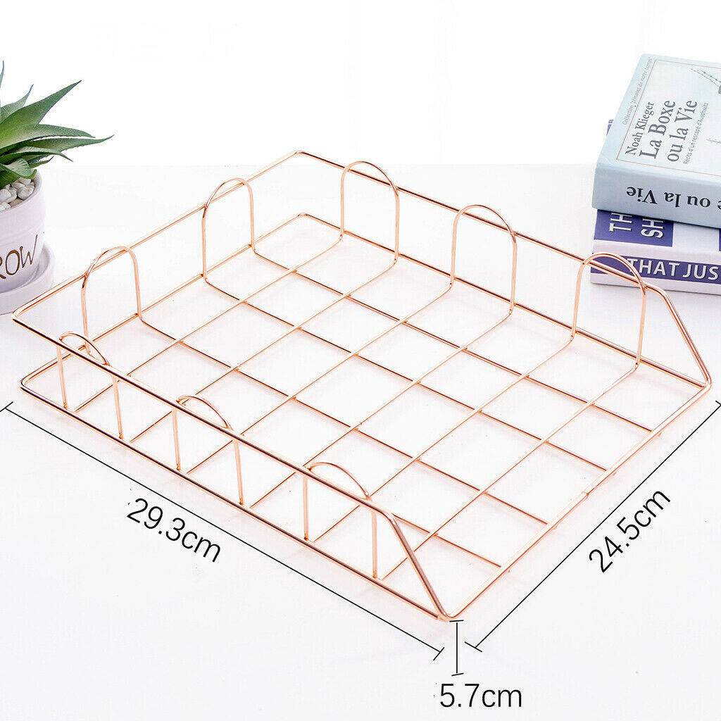 2 Pieces Desk Metal Wire Stackable Letter Trays File Rack Contracts Holder