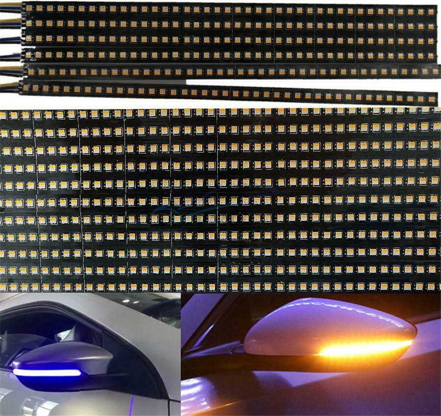 2 Pieces Amber \ Blue Waterproof 180° Vehicle LED Turn Signal Light Strip Lamp