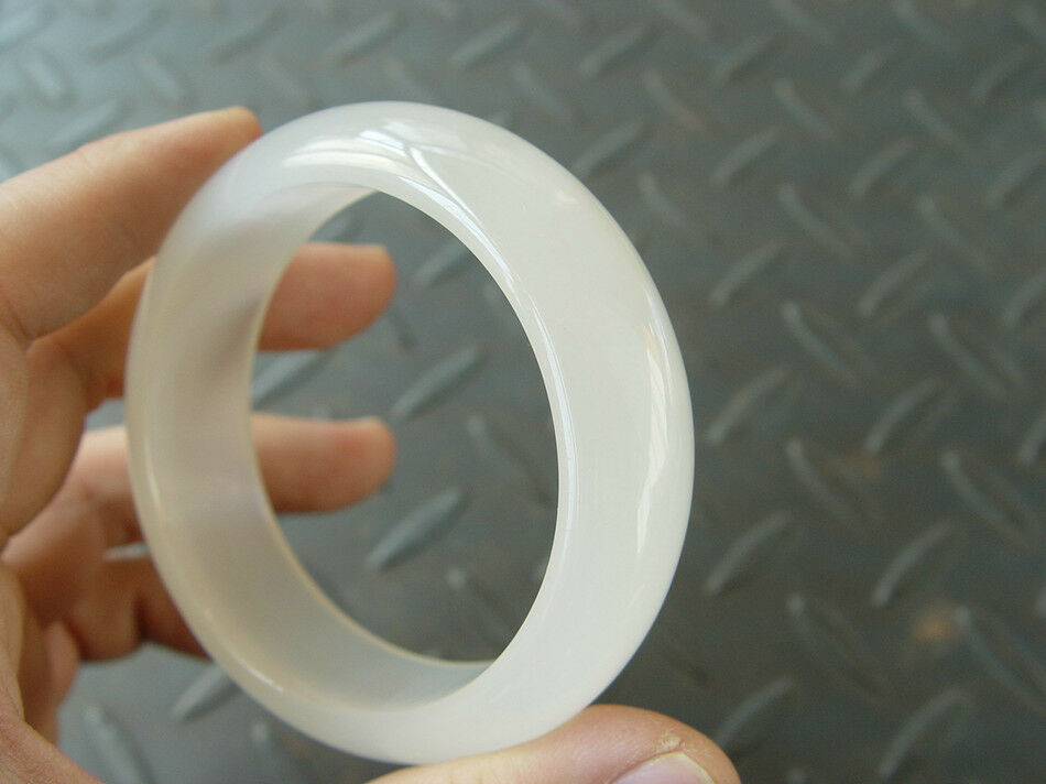 Natural Madagascar Marine Chalcedony Agate Jade White Bangle Bracelet 58-60mm