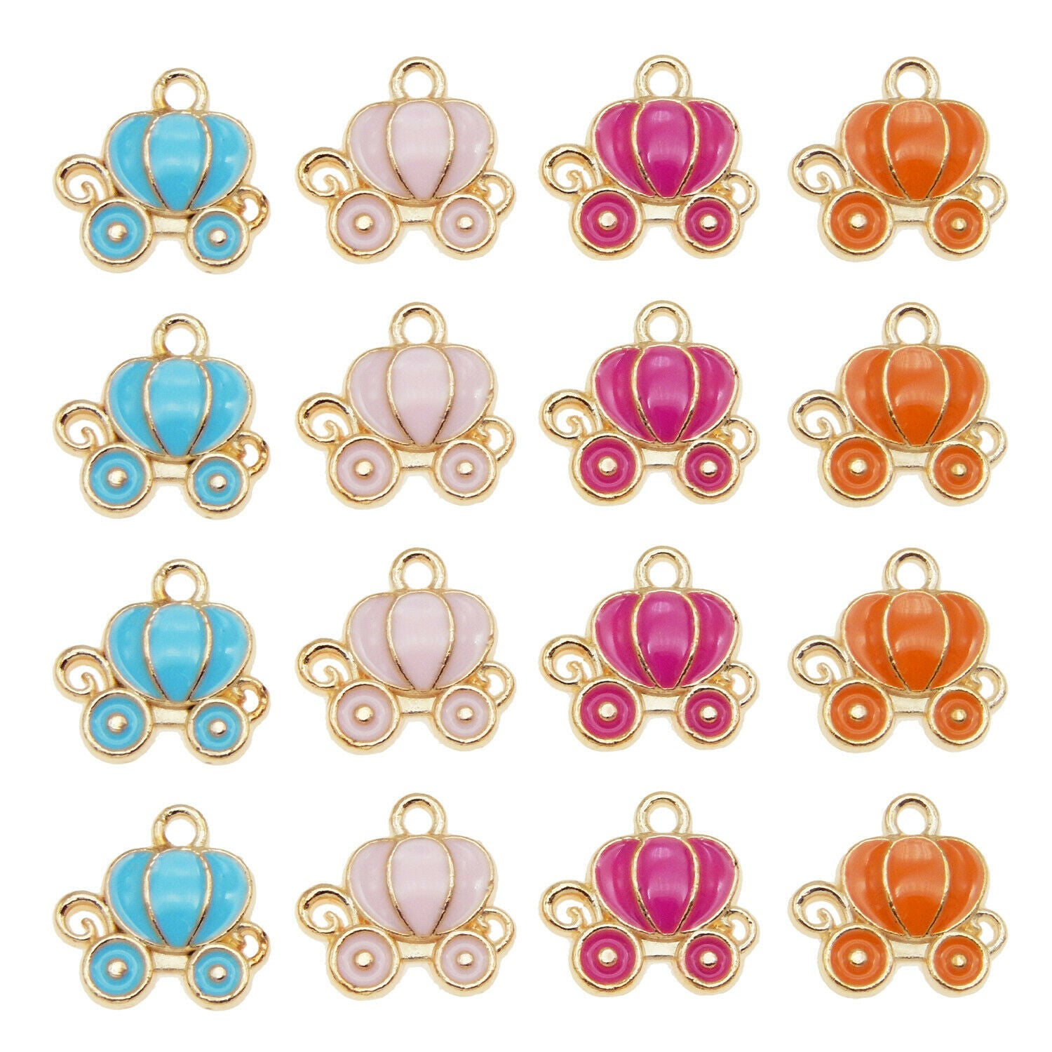 20-pack Assorted Enamel Metal Pumpkin Car Charm Pendant Earring Dangle 13x12mm