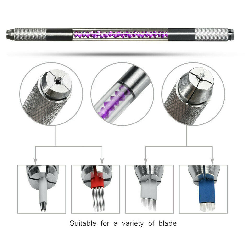 6pcs/set Roller Eyebrow Tattoo Needles Eye Brow Blades Makeup Tool Purple