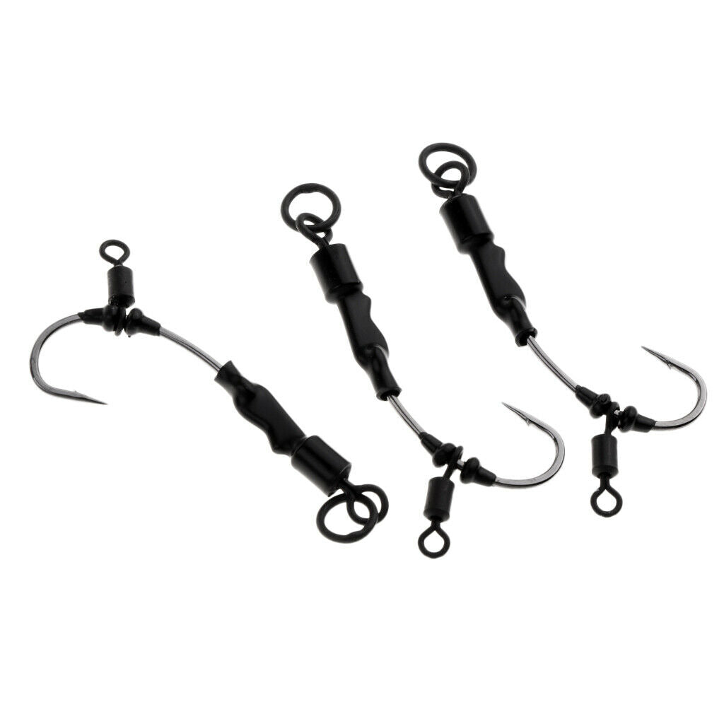 3pcs Carp Fishing Chod Rigs Ready Tied Rigs Stiff Rigger Barbed Hook HK-D002
