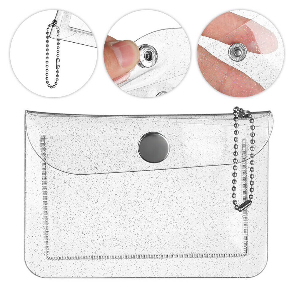 2Pcs Women Girls Bling Transparent PVC Coin Purse Card Pouch Card Bag Wallet