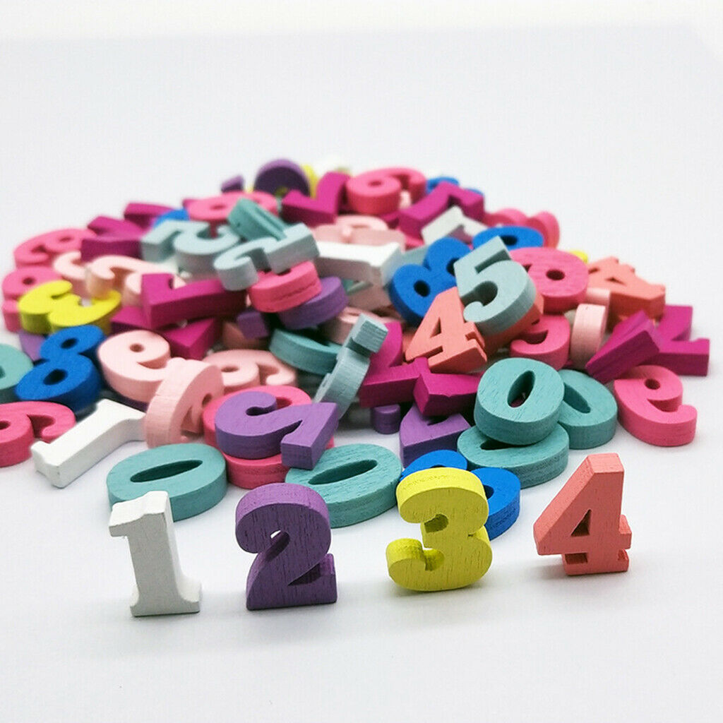 100pcs Wood Embellishments Wooden Numbers Scrapbooking DIY Craft Kids Toys