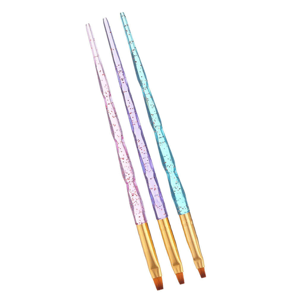 3Pcs/set UV Gel Nail Art Brushes Polish Painting Pens Kit for Salon Manicure &