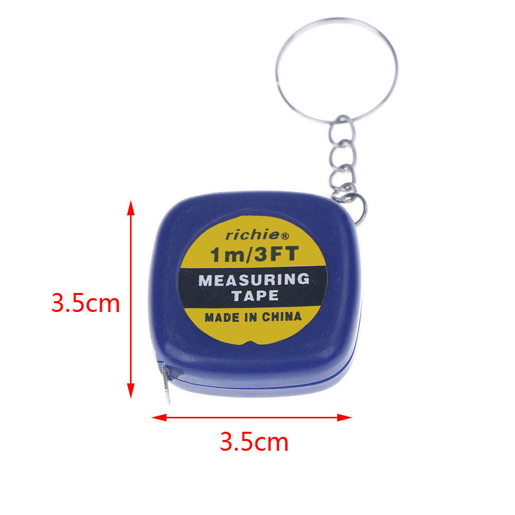 2x 1m/3ft Easy Retractable Ruler Tape Measure Portable Pull Ruler Keychain DD