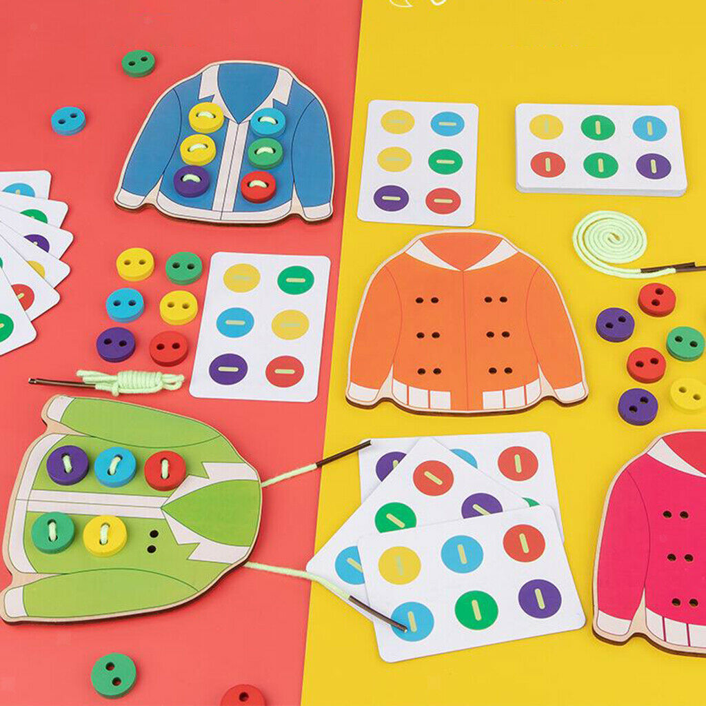 Wooden Sew On The Button Early Education Teaching Aid Lacing Threading Game
