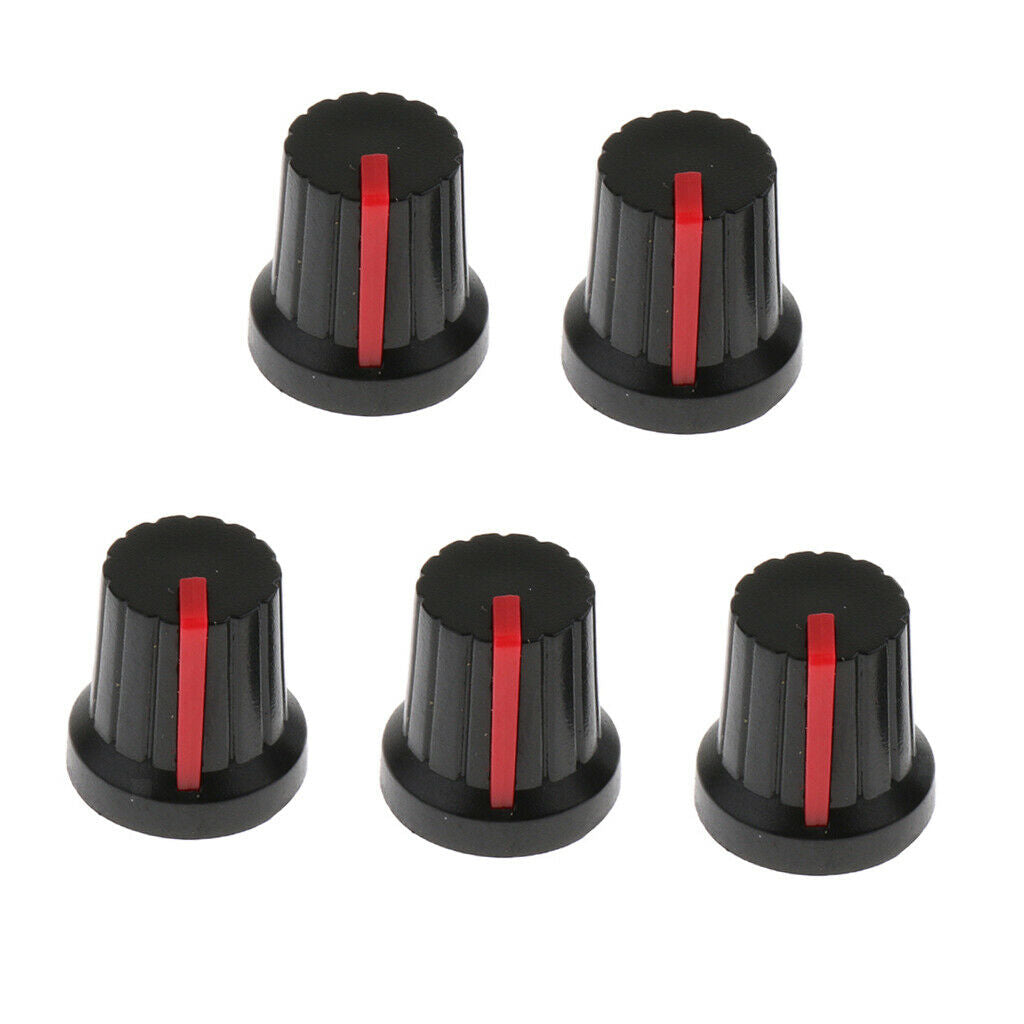 5pcs Plastic Guitar Effect Pedal Knob Amp Amplifier Control Knobs Black+Red