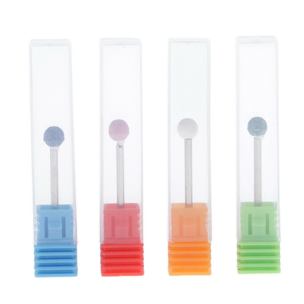 4x Nail Drill Bits Ball Head Diamond Rotary Burrs Cuticle Clean Manicure Bit