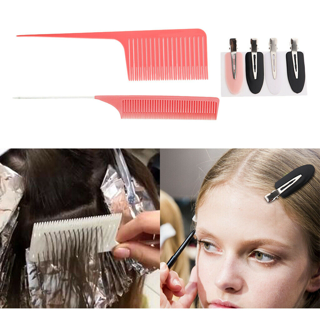 Plastic One-way Weave Highlight Foiling Hair Comb with No Bend Hair Clips