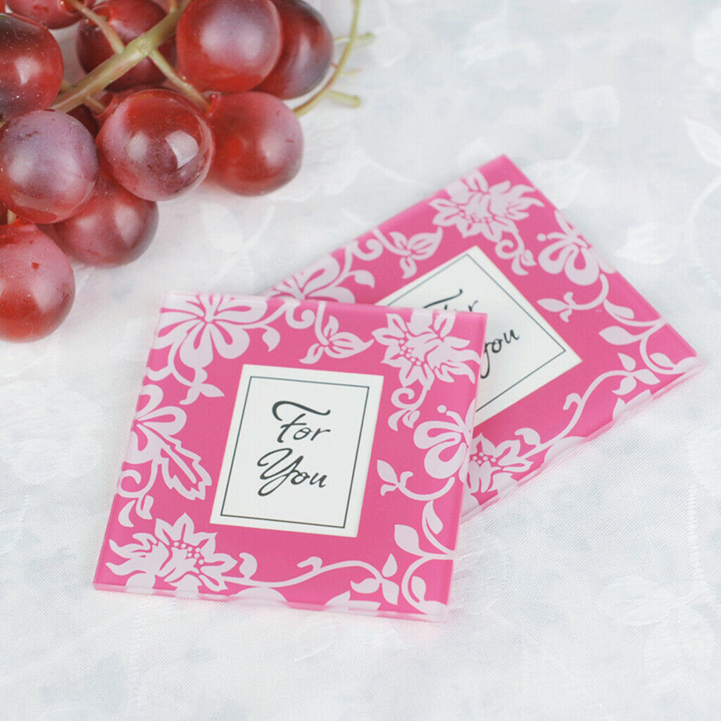 2pcs Pink Flourish Glass Photo Coaster Set Graduation Season Wedding Gift