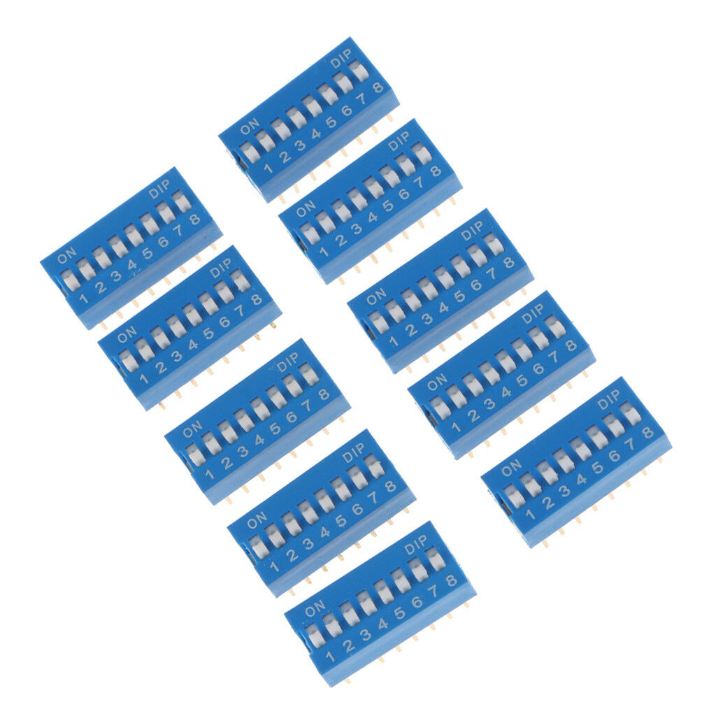 10Pcs 8 Way Double Row 16 Pin 2.54mm Pitch DIP Switch 8P Positions Bits