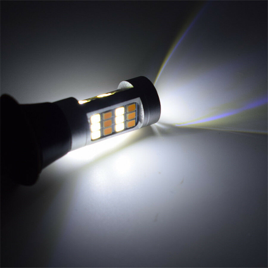 2 Pcs Dual-color Amber-White Switchback LED Turn Signal Light  DRL Kit 1156 Base