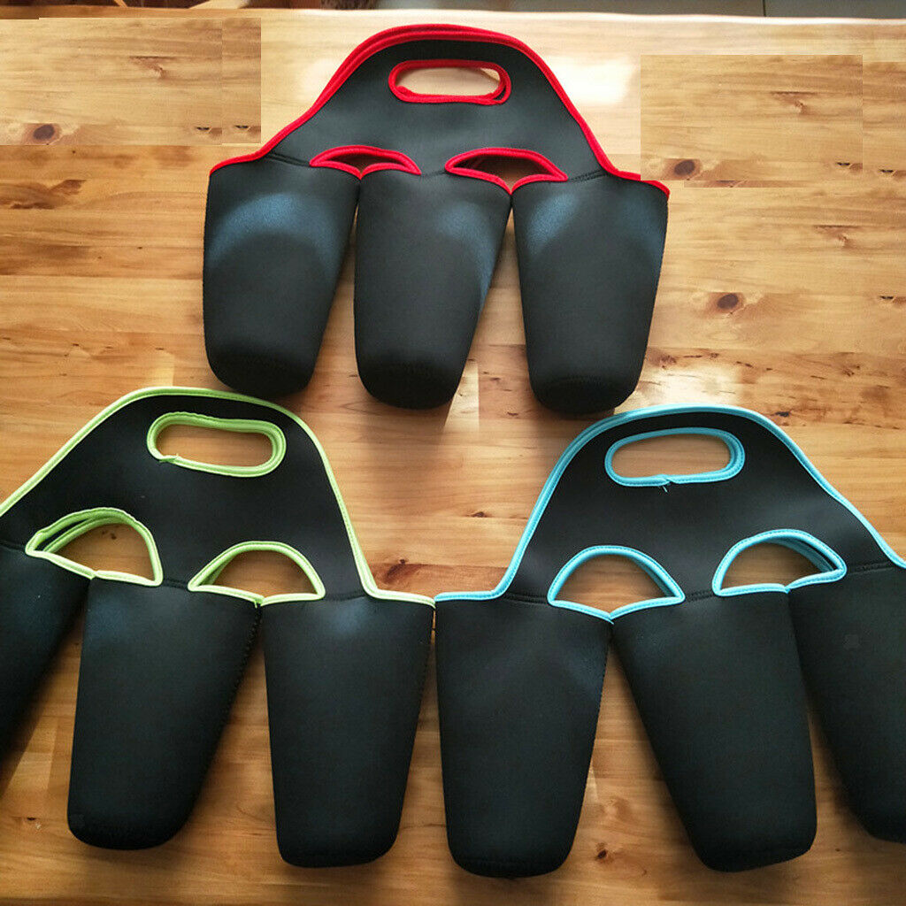 Insulated Water Bottle Holder Bag Sleeve for 3 Pack Bottle Black Red