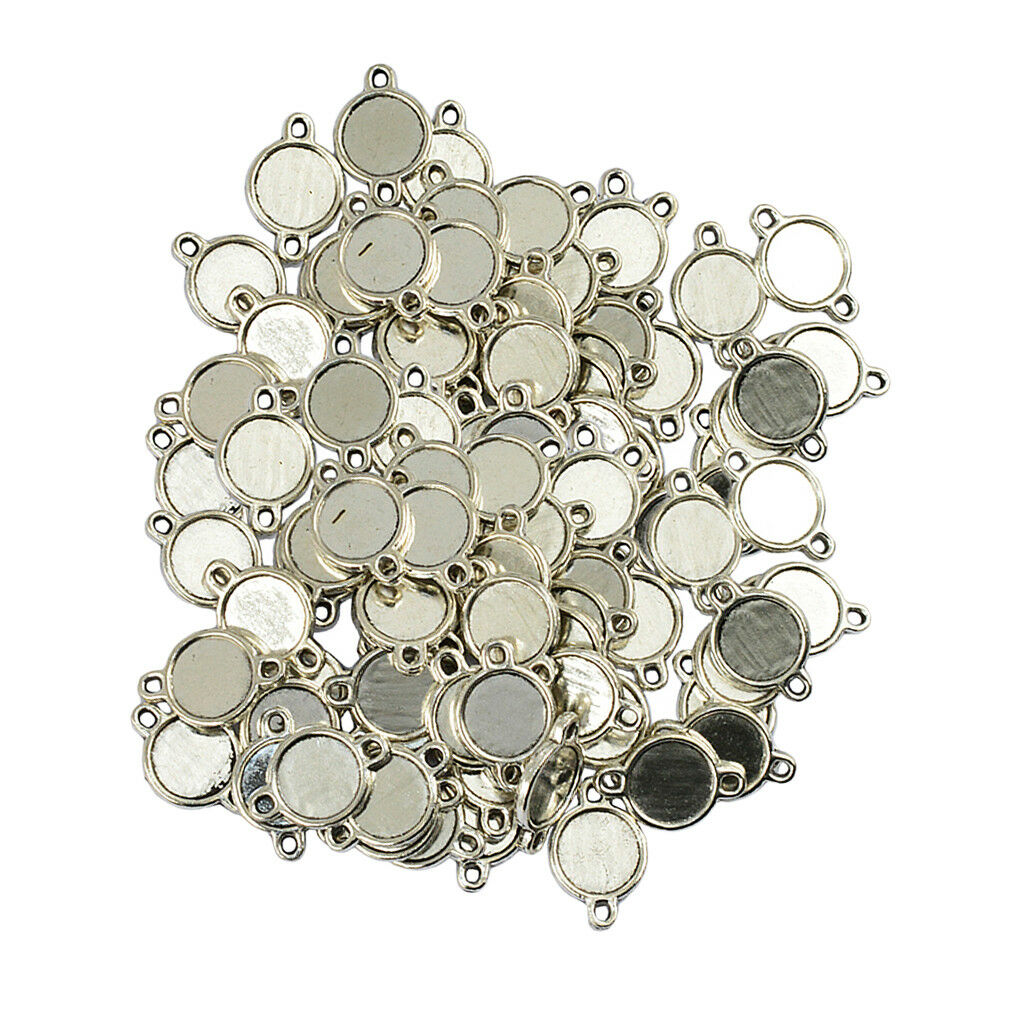 100pcs Double Sided Blank Bezel Round Cabochon Pendant Setting Blanks 10mm