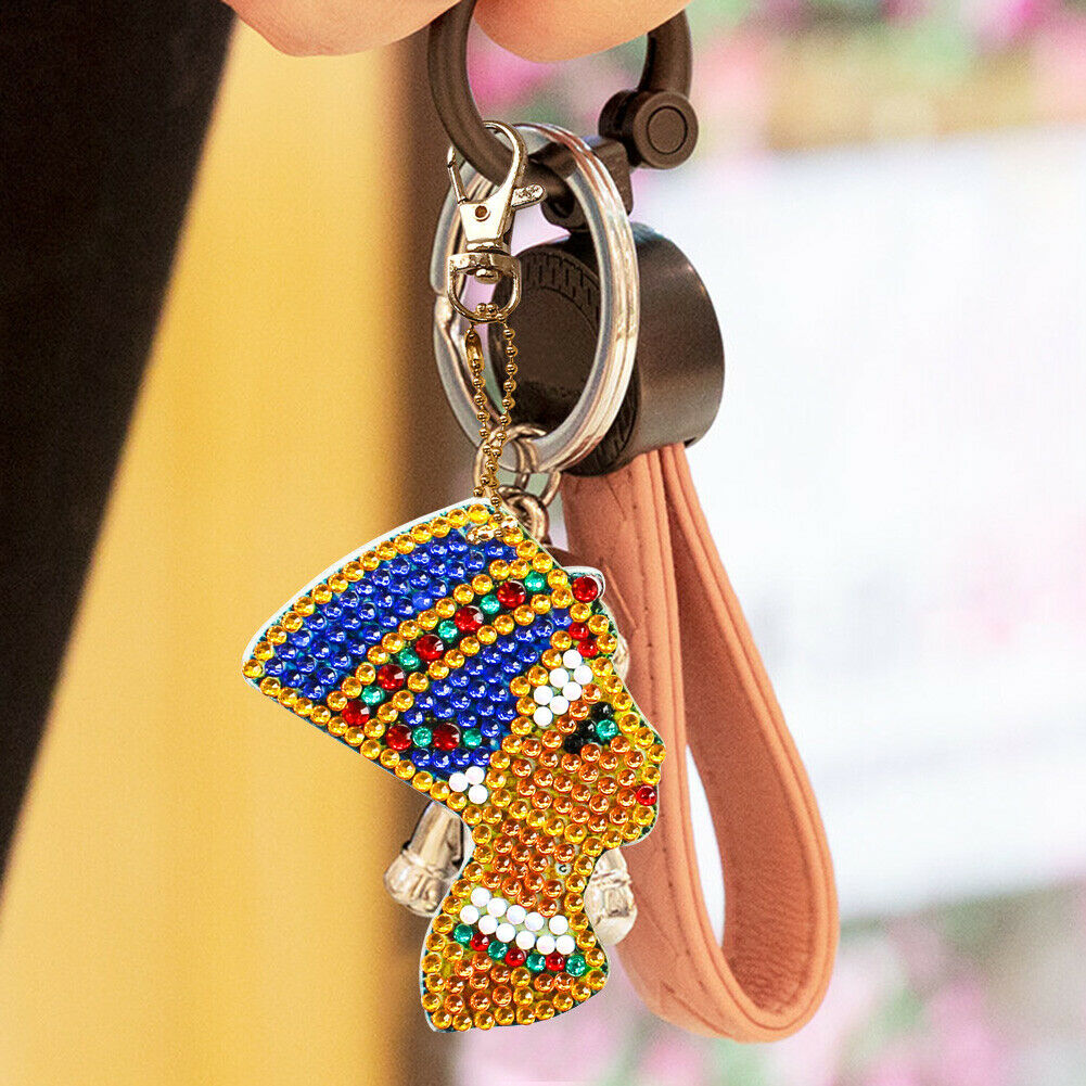 5pcs DIY Elegant Lady Full Drill Special Shaped Diamond Painting Keychains @