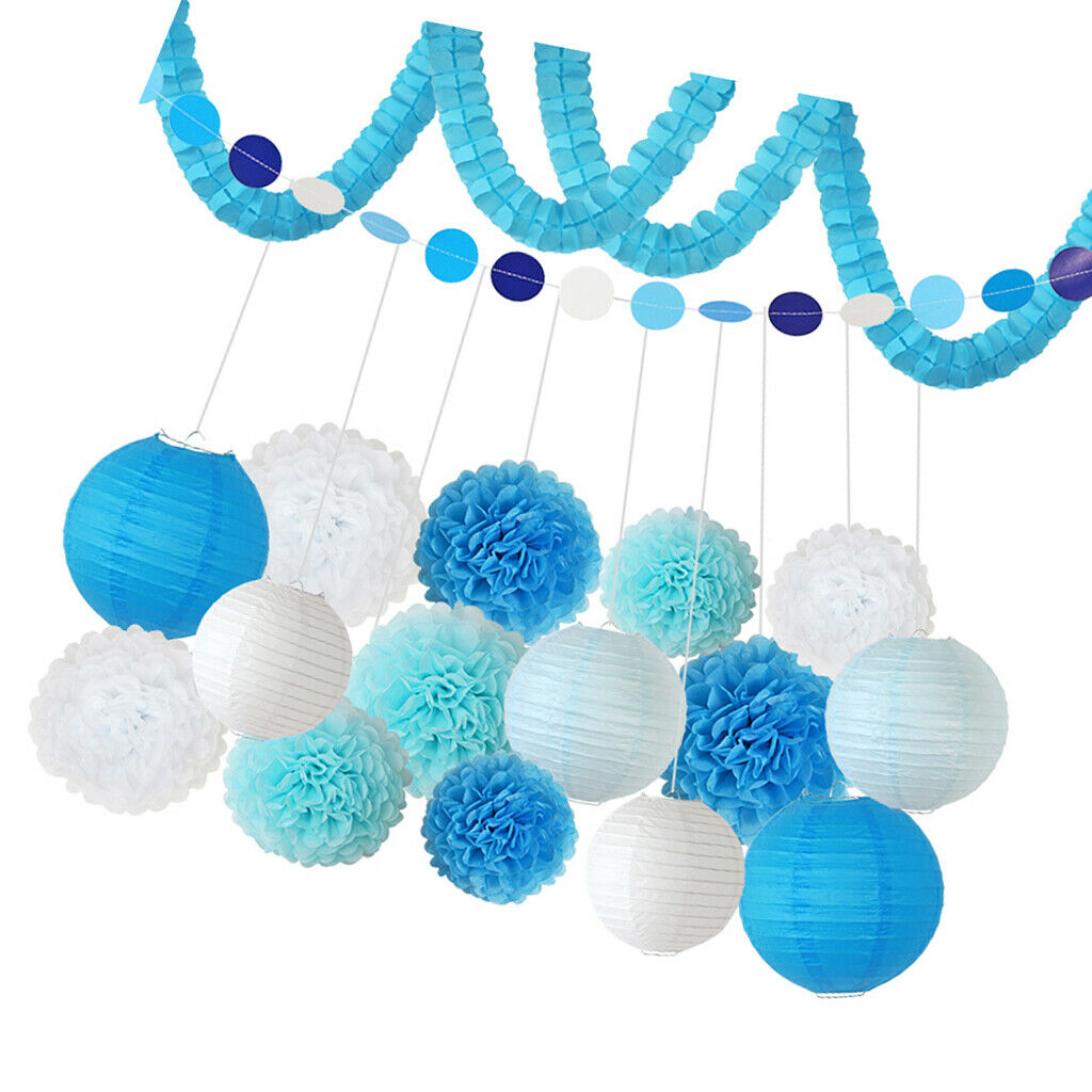 Hanging Garland Tissue Paper Flowers Hanging Lanterns Wedding Party Backdrops