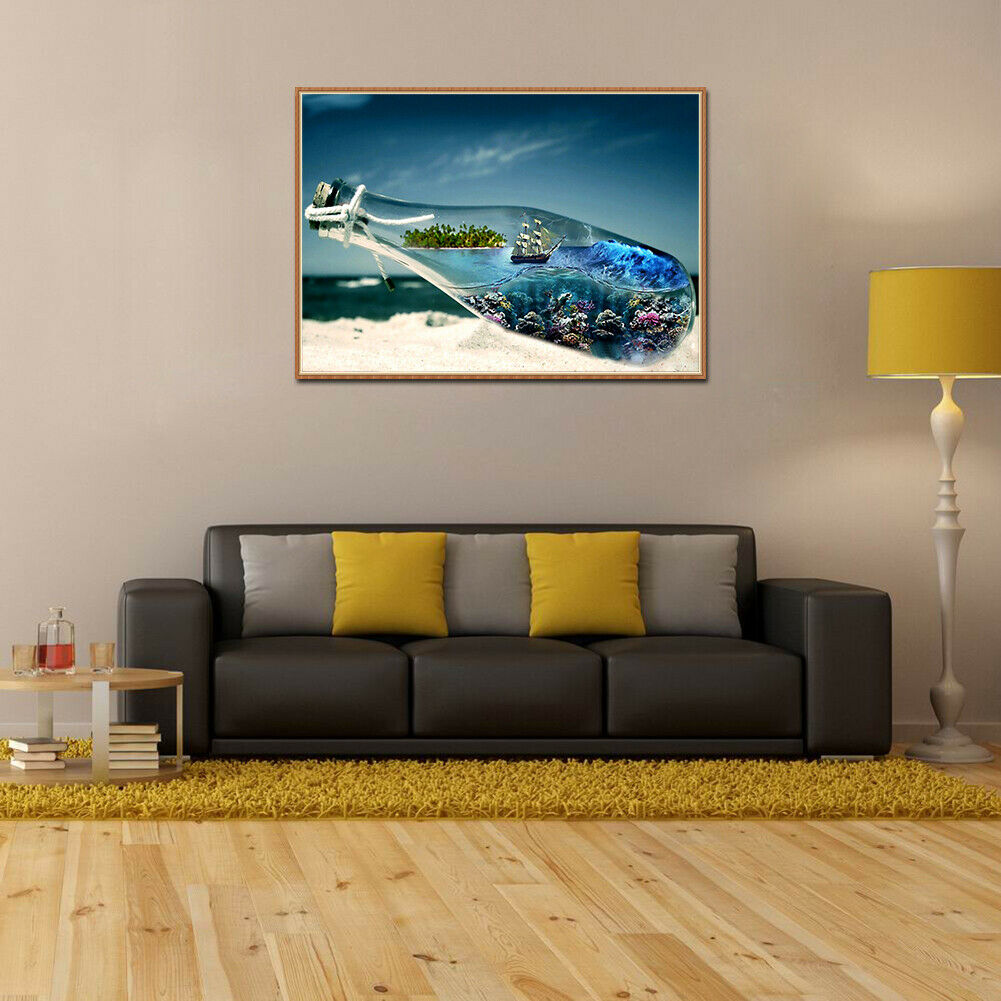 Sea Bottle DIY Full Drill Round Diamond Painting Embroidery Cross Stitch  @