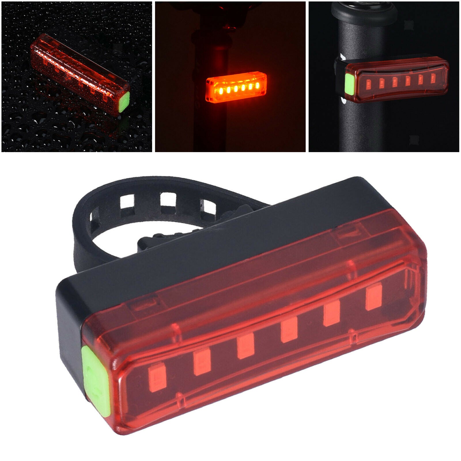 Night Rear Light Cycling USB Rechargeable Bike Night Safety Back Lamps Road