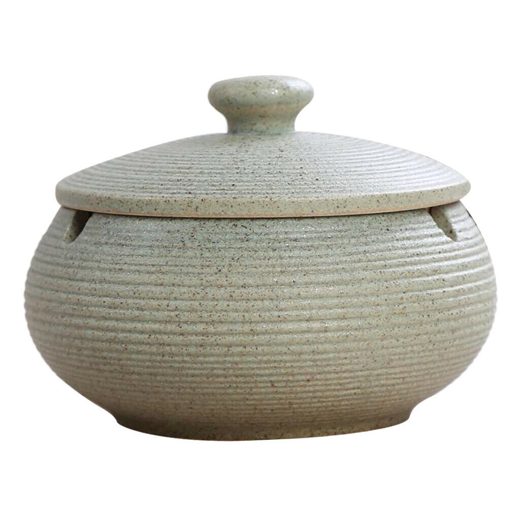 Set of 2 Ceramic Ashtray Solid Color Windproof Ash Holder Cigarette Ashtray
