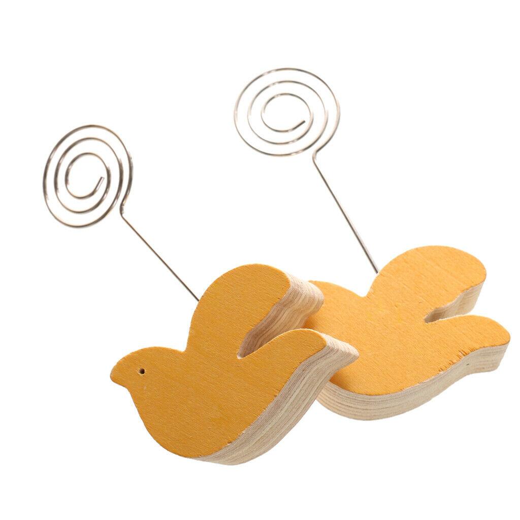 10pcs Wooden Peave Dove Memo Holder Notes Cards Wire Clip Photo Organizer
