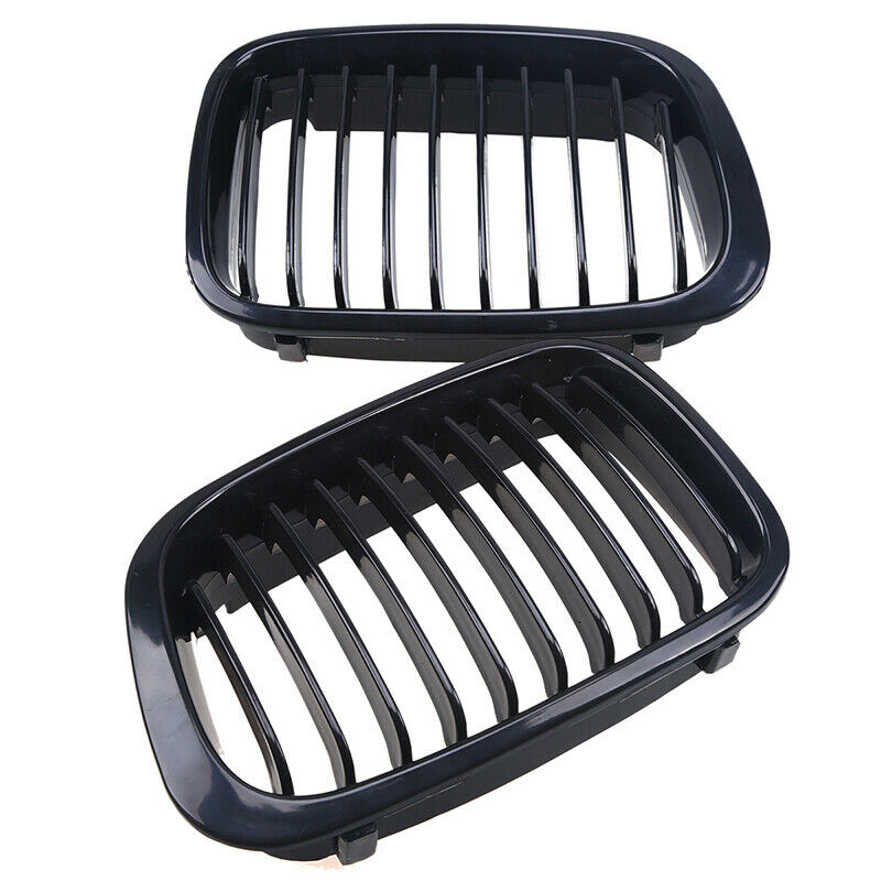 For BMW 3-Series E46 Sedan 98-01 Pair Gloss Black Front Kidney Grill Grille