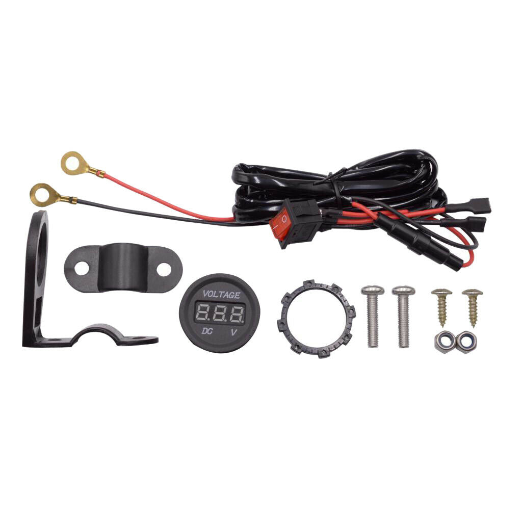 Motorbike 12-24V Green LED Digital Display Voltmeter Volt Gauge with Switch