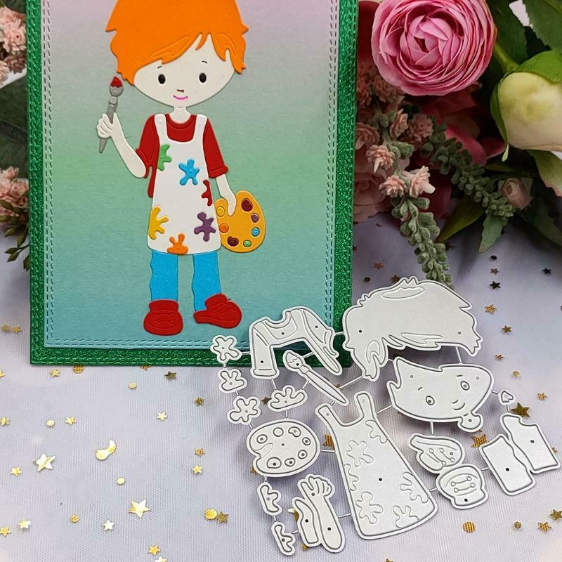 Cartoon Drawing Boy Carbon Steel Cutting Dies DIY Scrapbooking Photo Album Cards