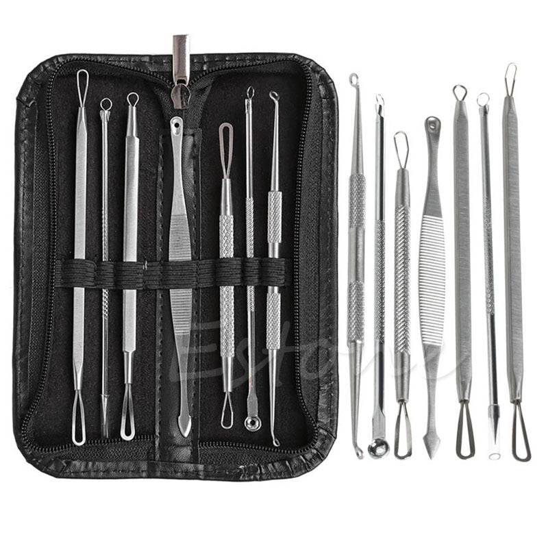 Blackhead Whitehead Pimple Acne Blemish Comedone Extractor Remover Tool Sets Kit