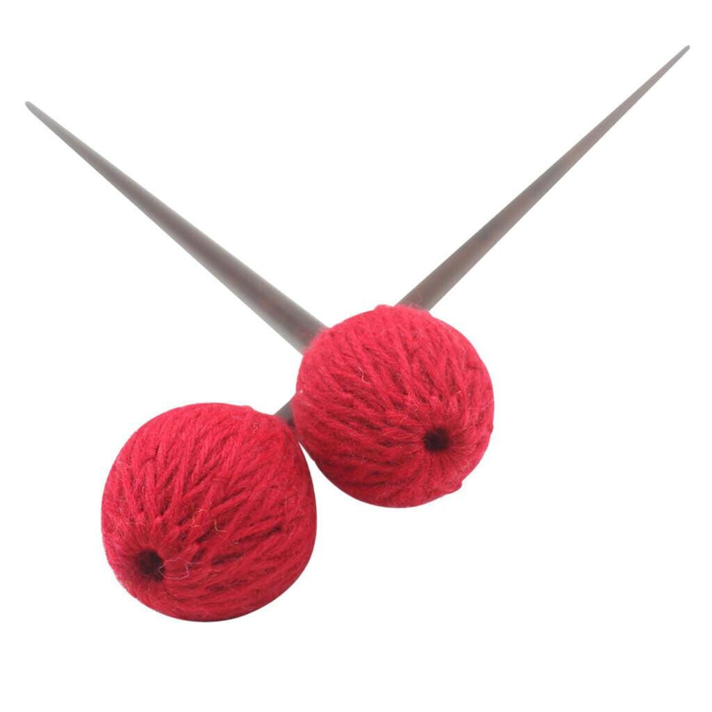 1 Pair Marimba Xylophone Mallets Sticks Red Hammer Head 42.5cm for Kids Adults