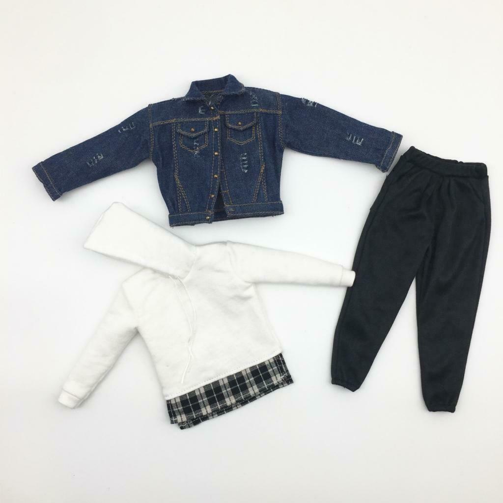 1/6 Scale Cowboy Jacket Trousers Hoodie Top Male Clothes for 12''