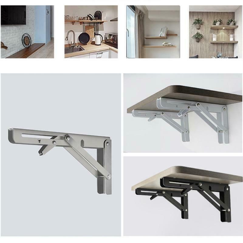 1 Pair Reinforced Folding Shelf Brackets 8-18inch Stainless Steel Bracket