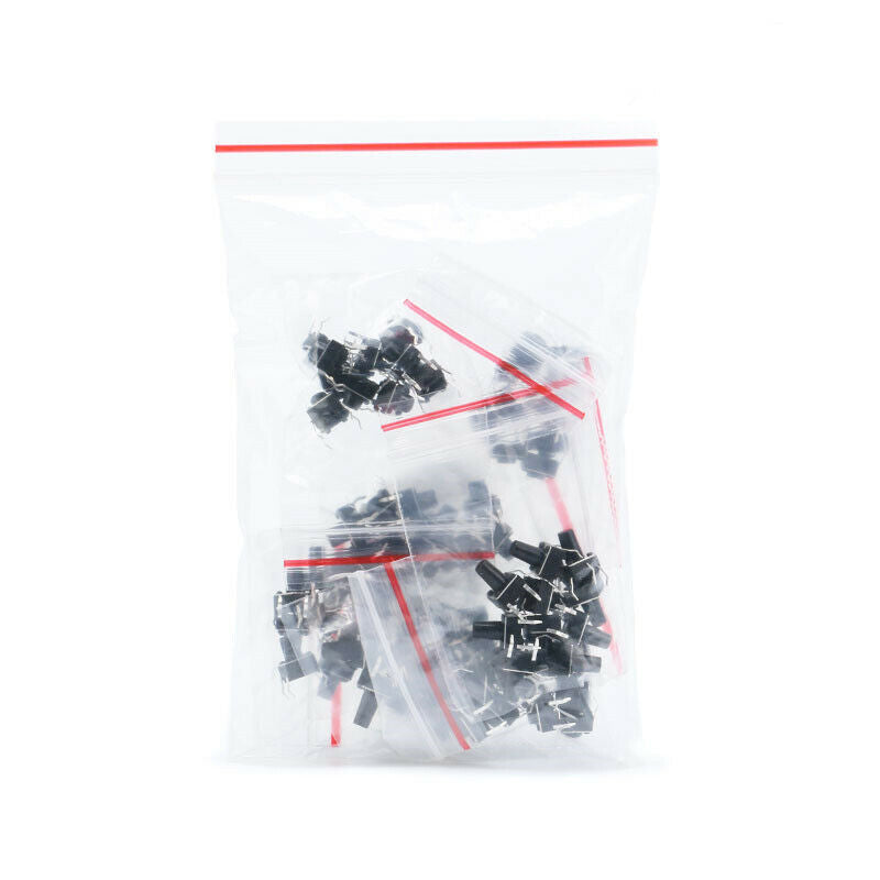 70pcs Pushbutton Switch Bag Vertical Button Bag 6*6*4.3/5/6/7/8/9/10mm