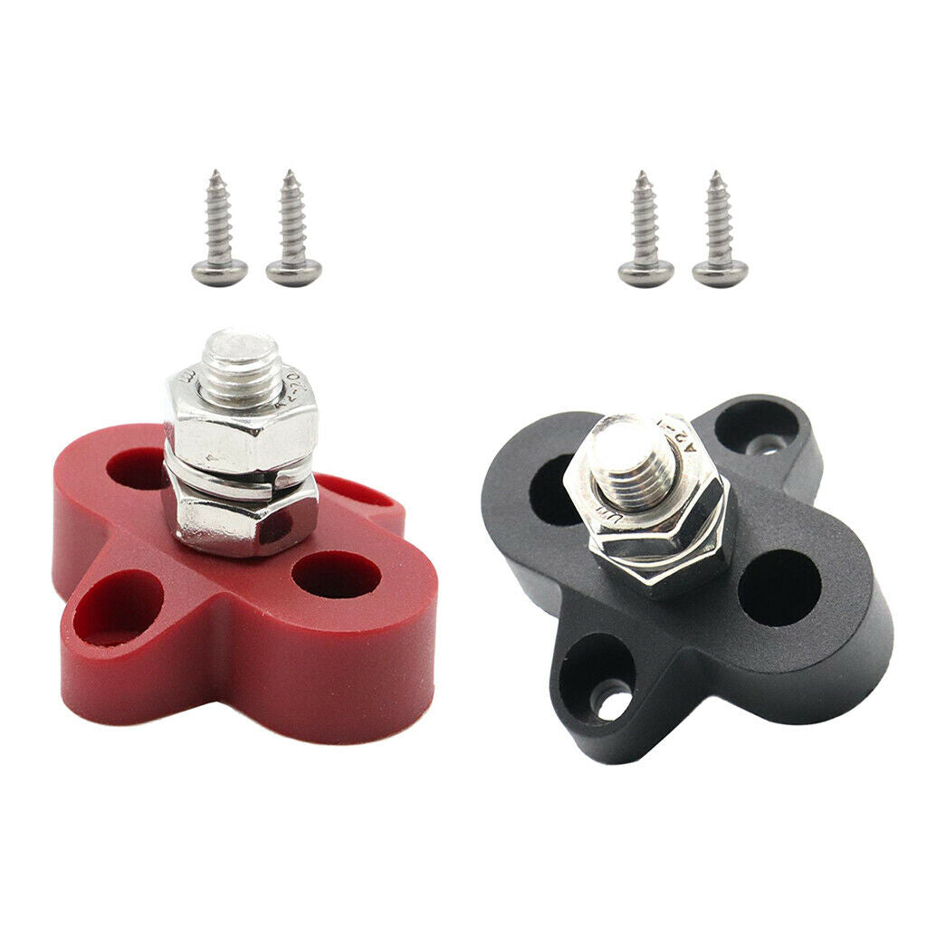 2PCS Truck Boat Bus Bar Single M8 Terminal Positive Power Distribution Stud