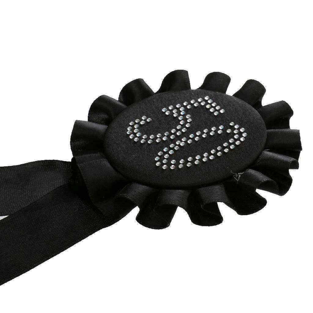 2Pcs Novelty Diamante Rhinestone Rose 50th Birthday Rosette Satin Ribbon