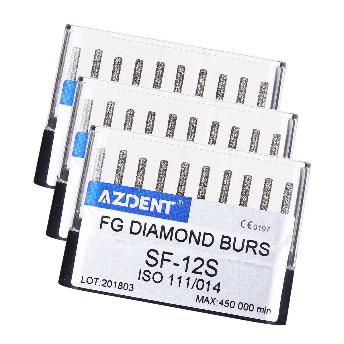100 X Dental Diamond FG Burs Drill SF-12S For High Speed Handpiece AZDENT