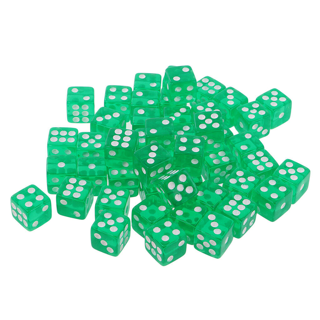 50X 6 Sided Dice D6 Polyhedral Dice 12mm for