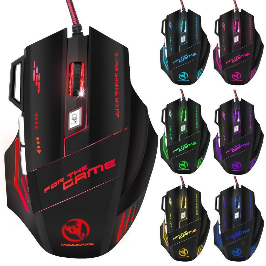 5500DPI USB Wired Gaming Mouse 7Buttons Opitical Ergonomics Laptop PC Mice