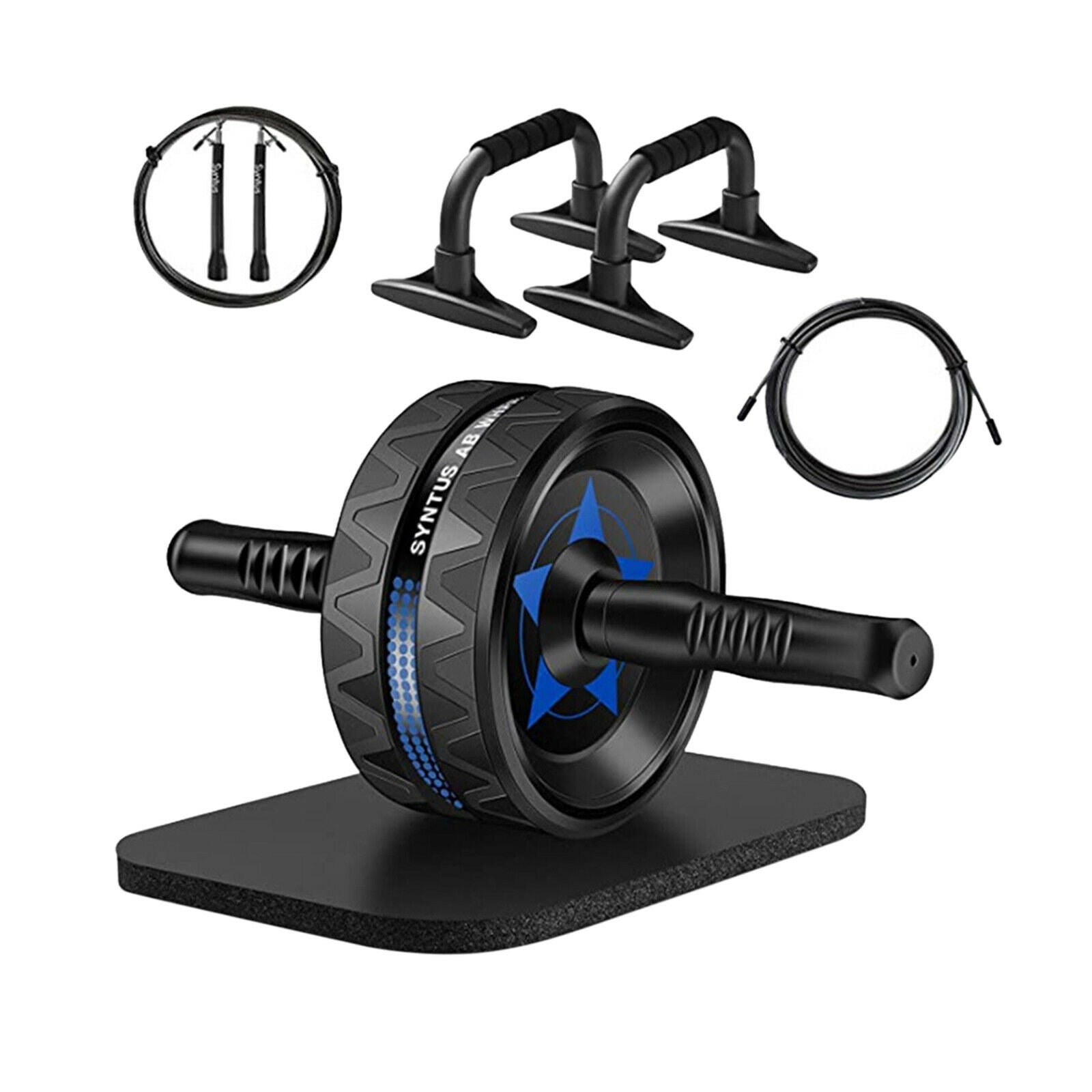 Ab Roller Wheel 5-in-1 w / knee pad, resistance bands, push up bars, jump rope