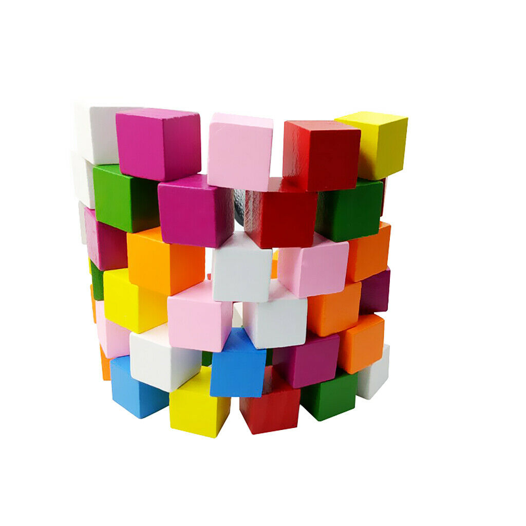 50pcs Assorted Wood Blocks Cube Embellishments For Scrapbooking DIY 15mm