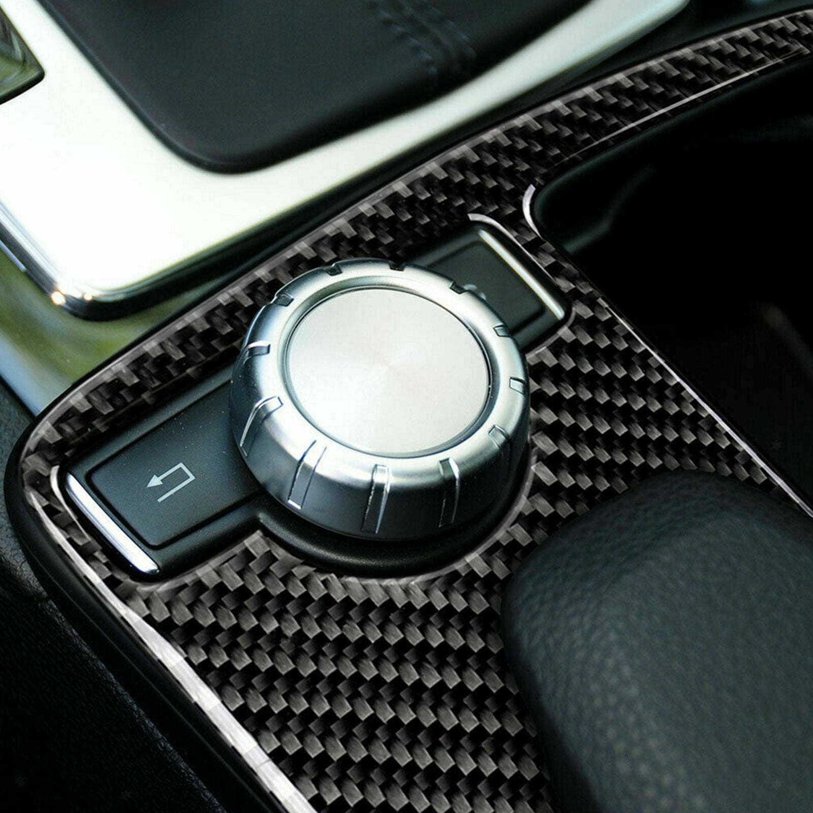 Carbon Fiber Multimedia Panel Cover Trim For Mercedes C / E Class W204 W212