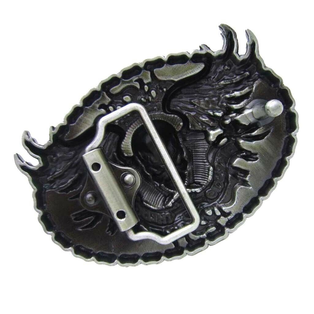 Men Fashion Pattern Western Skeleton Head Belt Buckle Buckle 3.5 x 2.6in