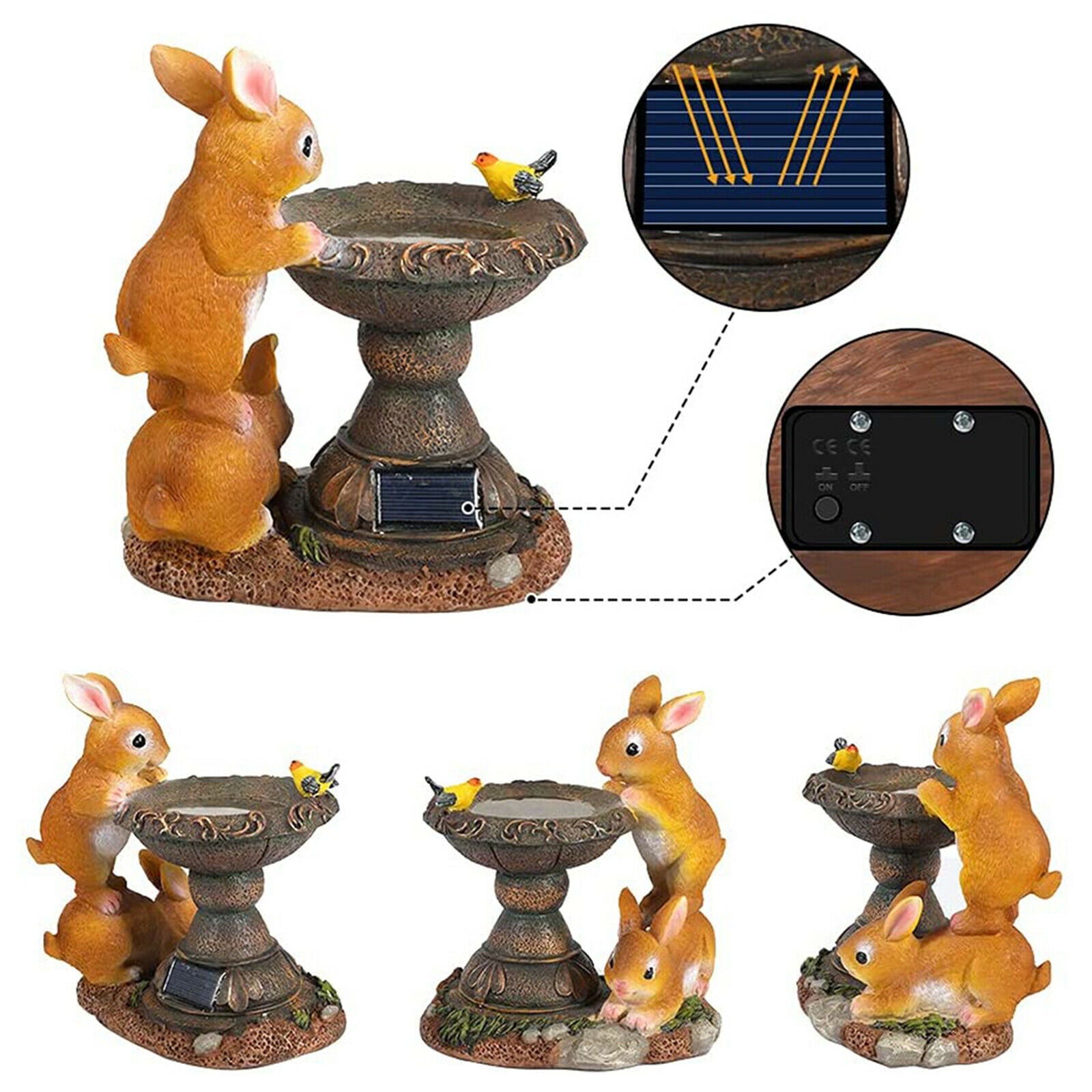 Home Rabbit Statue Courtyard Solar Light Yard Decoration Lighting Craft