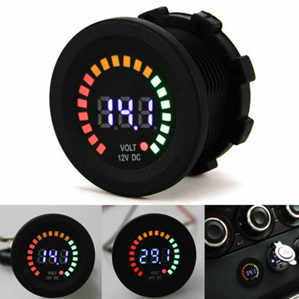 12V Car Motorcycle Blue LED DC Digital Display Voltmeter Waterproof Meter